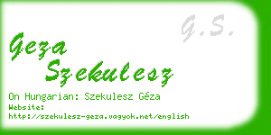 geza szekulesz business card