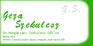 geza szekulesz business card